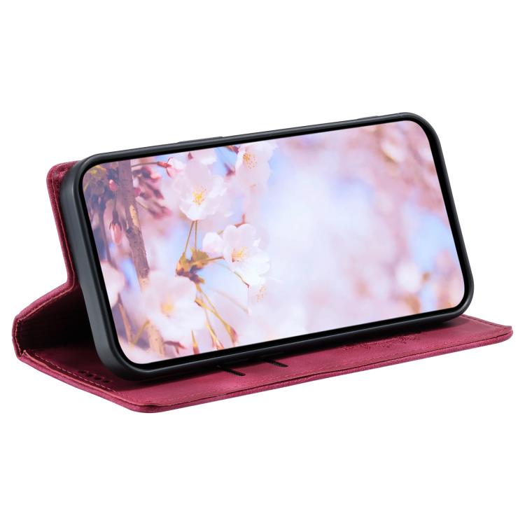 For iPhone 16e Totem Embossed Magnetic Leather Phone Case(Red)