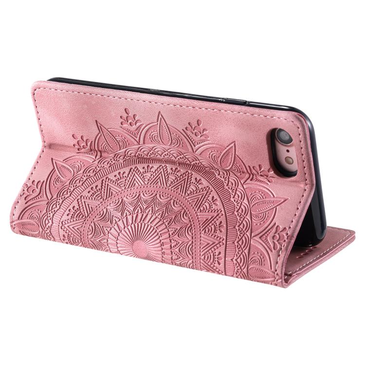 For iPhone 16e Totem Embossed Magnetic Leather Phone Case(Rose Gold)