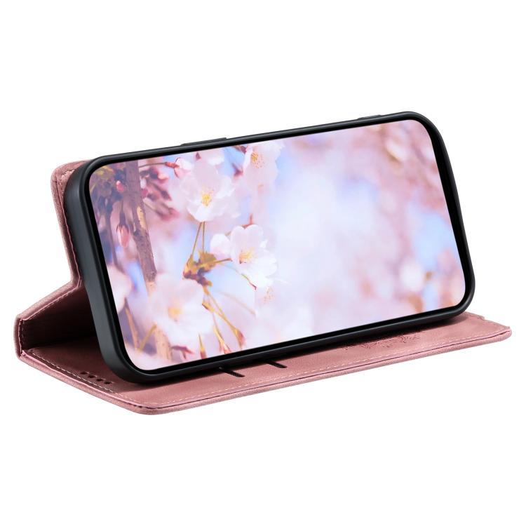 For iPhone 16e Totem Embossed Magnetic Leather Phone Case(Rose Gold)