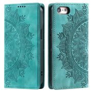For iPhone 16e Totem Embossed Magnetic Leather Phone Case(Green)