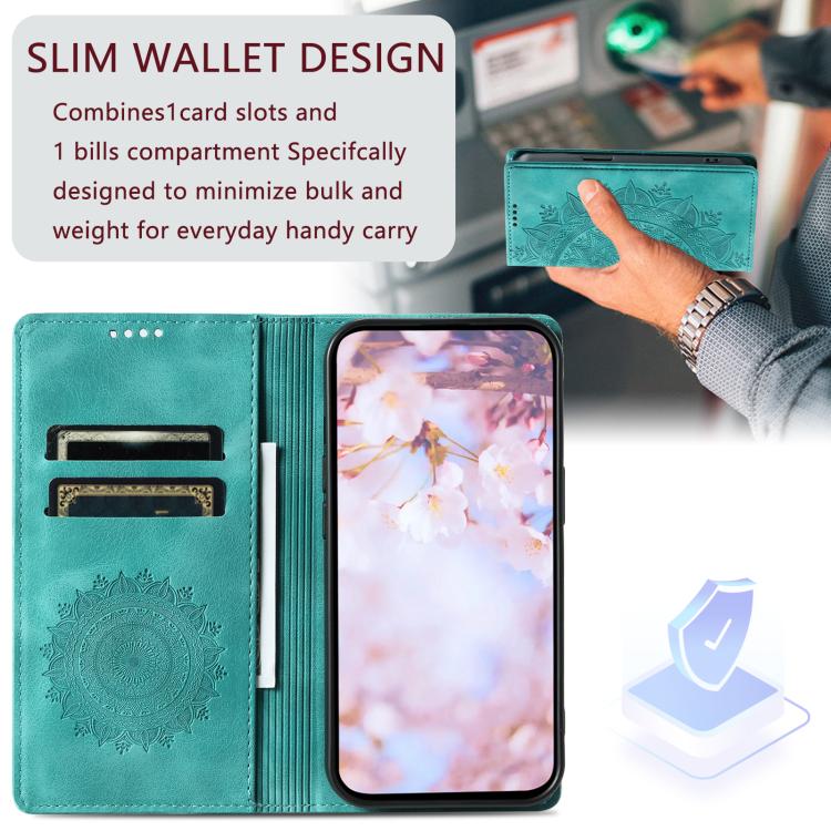 For iPhone 16e Totem Embossed Magnetic Leather Phone Case(Green)