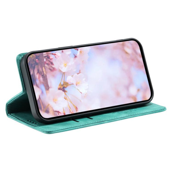 For iPhone 16e Totem Embossed Magnetic Leather Phone Case(Green)
