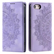 For iPhone 16e Totem Embossed Magnetic Leather Phone Case(Purple)