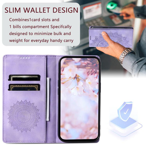 For iPhone 16e Totem Embossed Magnetic Leather Phone Case(Purple)