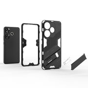 For Xiaomi Redmi Turbo 3 5G Punk Armor 2 in 1 PC + TPU Phone Case with Holder(Grey)