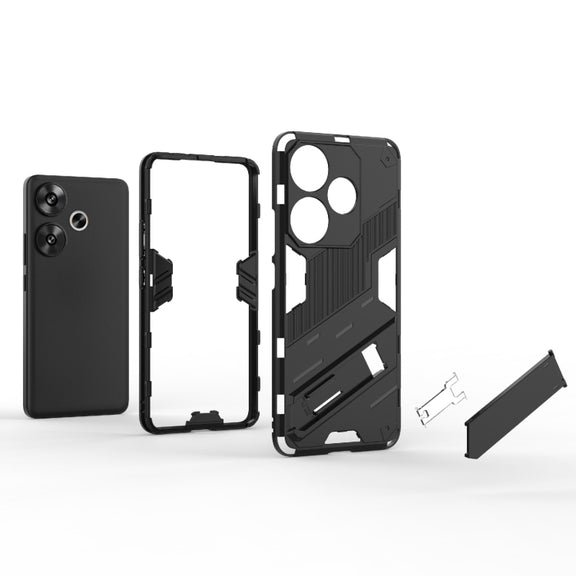 For Xiaomi Redmi Turbo 3 5G Punk Armor 2 in 1 PC + TPU Phone Case with Holder(Grey)