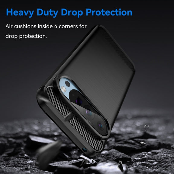 For Google Pixel 9 Pro 5G Carbon Fiber Brushed Texture TPU Phone Case(Black)