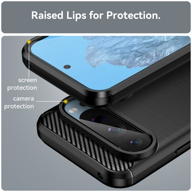 For Google Pixel 9 Pro 5G Carbon Fiber Brushed Texture TPU Phone Case(Black)