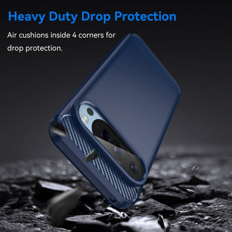 For Google Pixel 9 Pro 5G Carbon Fiber Brushed Texture TPU Phone Case(Blue)