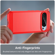 For Google Pixel 9 Pro 5G Carbon Fiber Brushed Texture TPU Phone Case(Red)