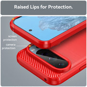 For Google Pixel 9 Pro 5G Carbon Fiber Brushed Texture TPU Phone Case(Red)