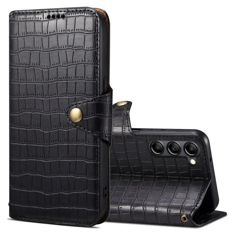 For Samsung Galaxy S24 5G Denior Crocodile Texture Oil Edge Leather Phone Case(Black)