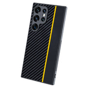 For Samsung Galaxy S25 Ultra 5G Ultra-thin Carbon Fiber Texture Splicing Phone Case(Yellow)
