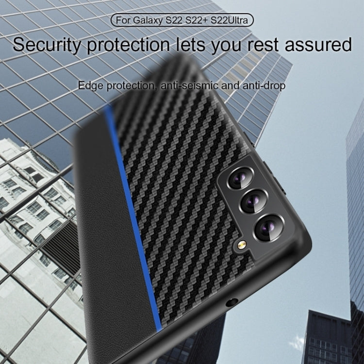 For Samsung Galaxy S25 Ultra 5G Ultra-thin Carbon Fiber Texture Splicing Phone Case(Yellow)