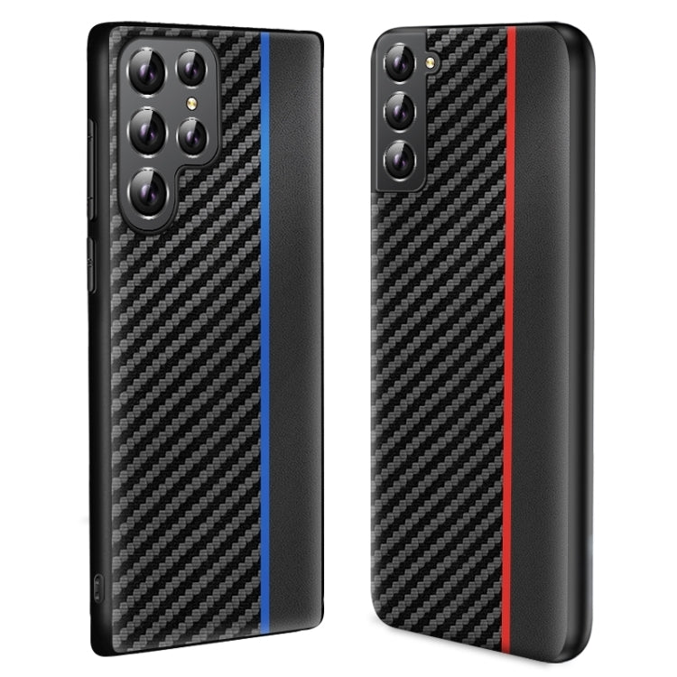 For Samsung Galaxy S25 Ultra 5G Ultra-thin Carbon Fiber Texture Splicing Phone Case(Blue)