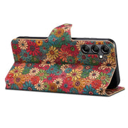 For Samsung Galaxy S24+ 5G Denior Flower Language Series Cork Fabric Oil Edge Leather Phone Case(Spring)