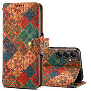 For Samsung Galaxy S24+ 5G Denior Flower Language Series Cork Fabric Oil Edge Leather Phone Case(Winter)