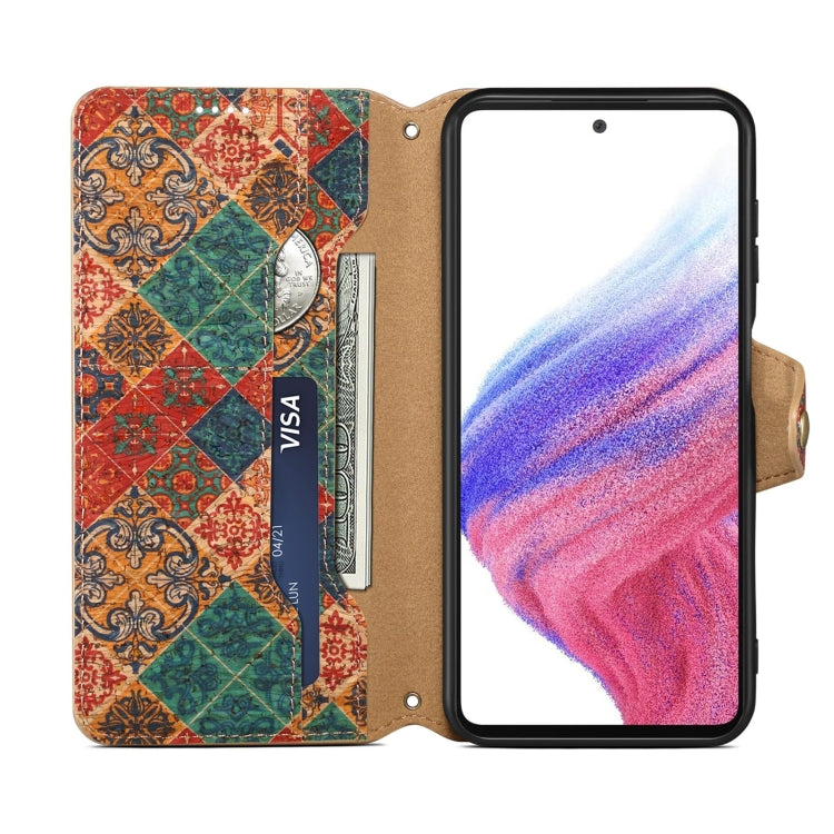 For Samsung Galaxy S24+ 5G Denior Flower Language Series Cork Fabric Oil Edge Leather Phone Case(Winter)