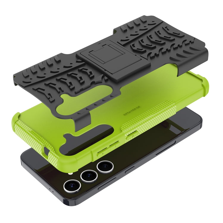 For Samsung Galaxy S24+ Tire Texture TPU + PC Phone Case with Holder(Green)