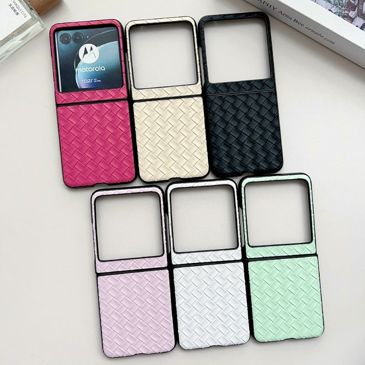 For Motorola Razr 40 Ultra Woven Texture Folding PU Phone Case(Gold)