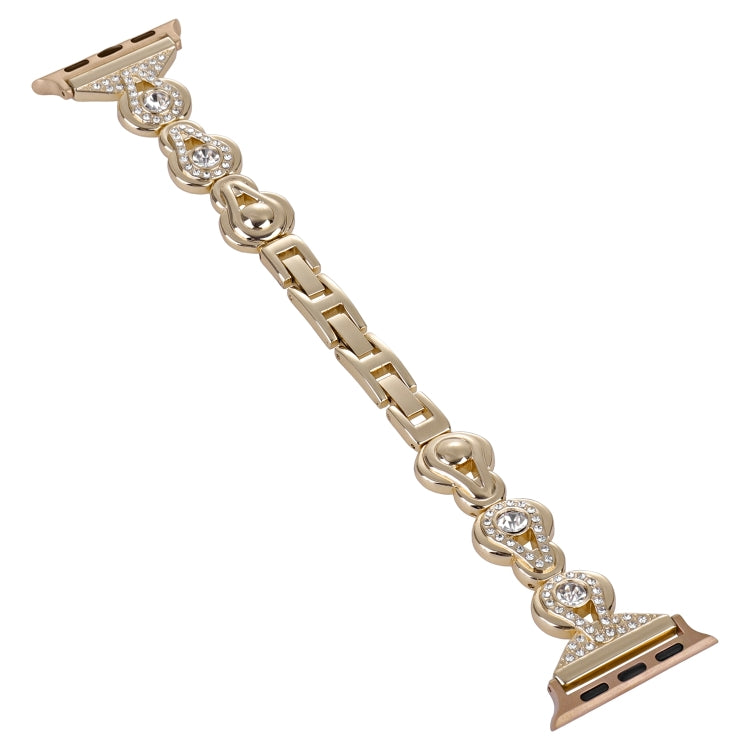 For Apple Watch Series 8 41mm Gourd Diamond Metal Watch Band(Gold)