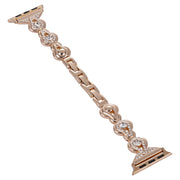 For Apple Watch Series 4 44mm Gourd Diamond Metal Watch Band(Rose Gold)