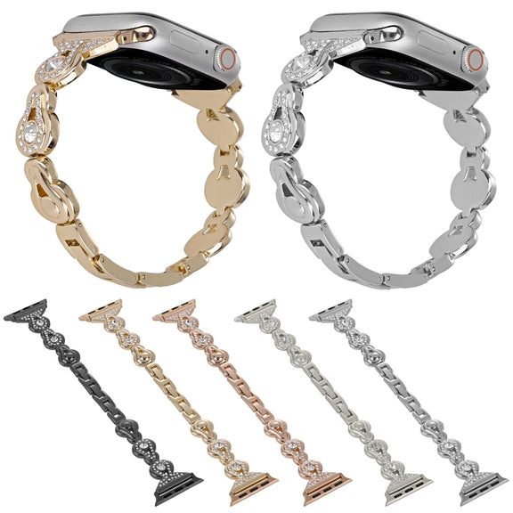 For Apple Watch Series 8 41mm Gourd Diamond Metal Watch Band(Gold)