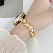For Apple Watch Series 3 42mm Metal Diamond Bear Chain Watch Band(Gold)