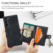 For Samsung Galaxy S24+ 5G JEEHOOD J01 Retro Magnetic Detachable Wallet Phone Case(Black)