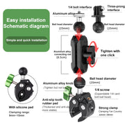RUIGPRO Crab Clamp Action Camera Bracket Dual-Head Crab x 2 with Selfie Stick