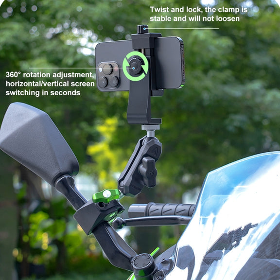 RUIGPRO Crab Clamp Action Camera Bracket Dual-Head Crab x 2 with Selfie Stick