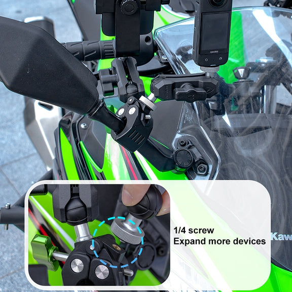 RUIGPRO Crab Clamp Action Camera Bracket Dual-Head Crab x 2 with Selfie Stick