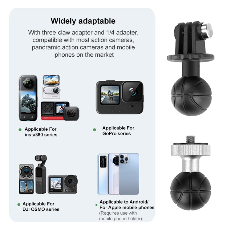 RUIGPRO Crab Clamp Action Camera Bracket 1/4 Ball Head with Phone Clamp