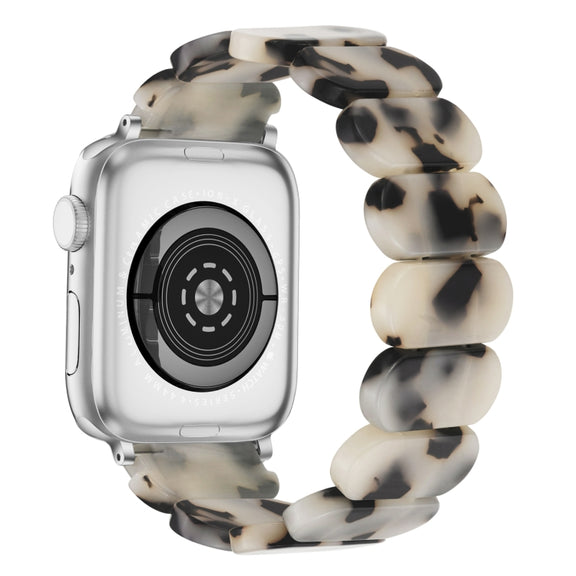 For Apple Watch Series 7 41mm Stretch Rope Resin Watch Band(Dark Brown White)