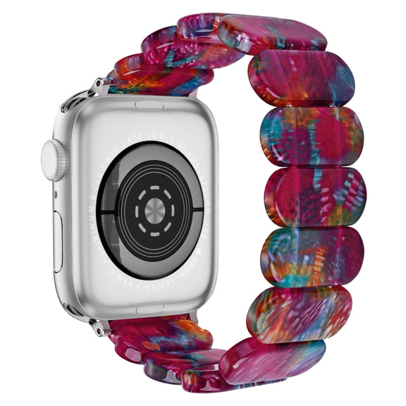 For Apple Watch Series 5 40mm Stretch Rope Resin Watch Band(Pearlescent Rainbow)