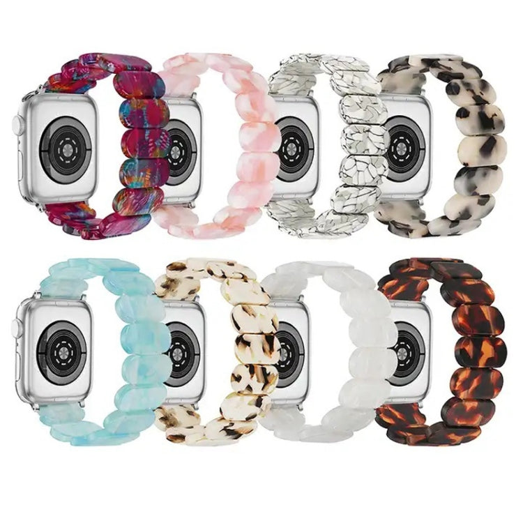 For Apple Watch Series 7 45mm Stretch Rope Resin Watch Band(Ice Green)