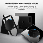 86mm Round LED Tempered Glass Switch Panel, Black Round Glass, Style:Two Billing Control