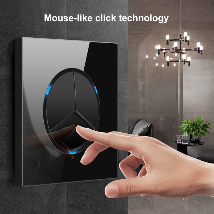 86mm Round LED Tempered Glass Switch Panel, Black Round Glass, Style:Two Billing Control