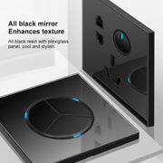 86mm Round LED Tempered Glass Switch Panel, Black Round Glass, Style:Three Billing Control