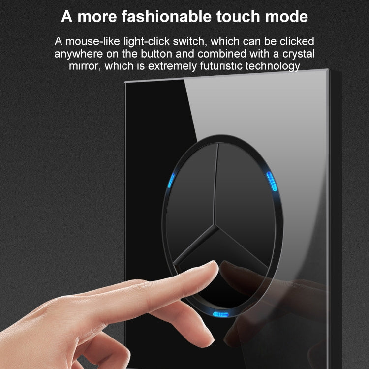 86mm Round LED Tempered Glass Switch Panel, Black Round Glass, Style:Four Billing Control