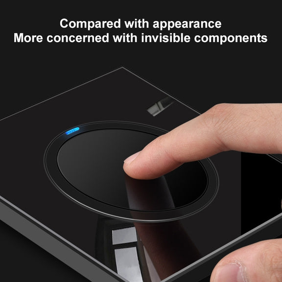 86mm Round LED Tempered Glass Switch Panel, Black Round Glass, Style:Telephone-Computer Socket