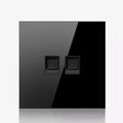 86mm Round LED Tempered Glass Switch Panel, Black Round Glass, Style:Dual Computer Socket - Switch by PMC TechLife | Online Shopping South Africa | PMC TechLife | Buy Now Pay Later Mobicred
