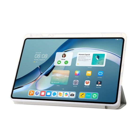 For Huawei Matepad 11 Pro 2024 Clear Acrylic 3-Fold Leather Tablet Case(Grey)