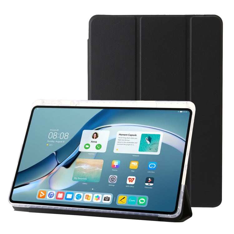 For Huawei MatePad Pro 13.2 2023 Clear Acrylic 3-Fold Leather Tablet Case(Black)