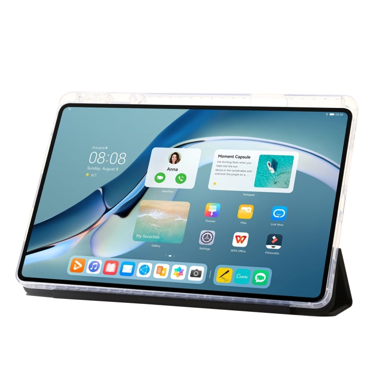 For Huawei MatePad Pro 13.2 2023 Clear Acrylic 3-Fold Leather Tablet Case(Black)