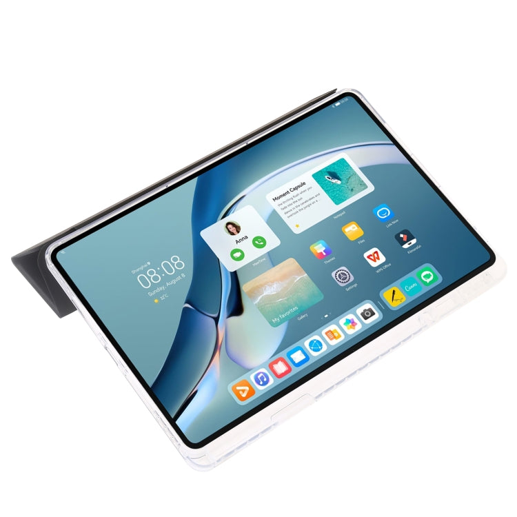 For Huawei MatePad Pro 13.2 2023 Clear Acrylic 3-Fold Leather Tablet Case(Black)