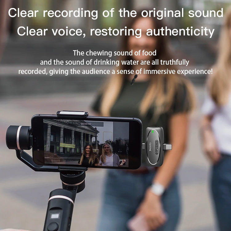 YESIDO KR11 Low-latency Wireless Lavalier Microphone with Type-C Receiver(Black)