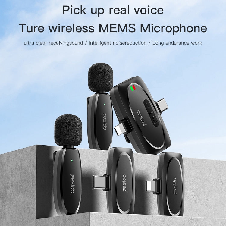 YESIDO KR12 Low-latency Wireless Lavalier Microphone with 8 Pin Receiver(Black)