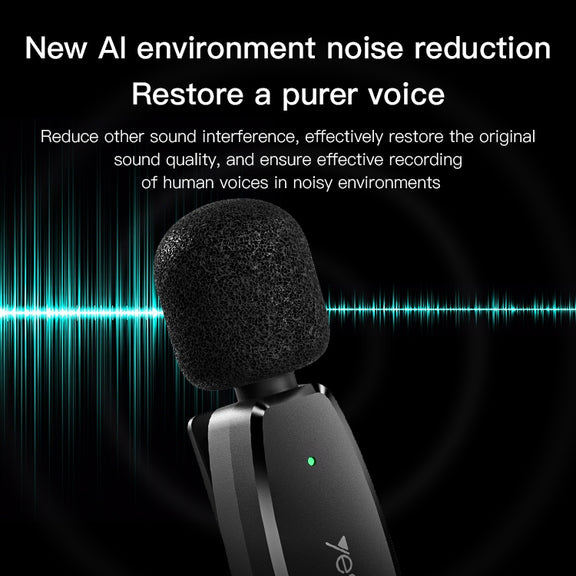 YESIDO KR13 Dual Low-latency Wireless Lavalier Microphone with Type-C Receiver(Black)
