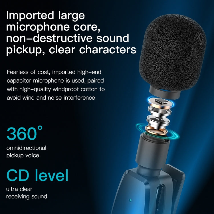 YESIDO KR13 Dual Low-latency Wireless Lavalier Microphone with Type-C Receiver(Black)